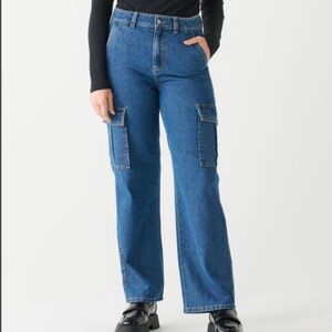 Dark Wash Denim Cargo Jeans